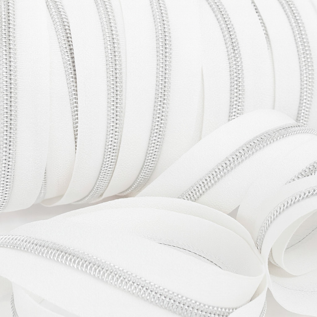 3mm Ivory Silver Zipper by the Yard - Maison Klem